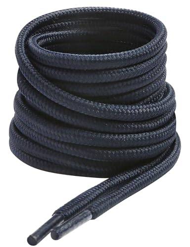 VSUDO 120 cm Runda Marin Blå Skosnören för Stövlar, Blå Snören för Kängor, Boots – 4mm Marinblå Stövelsnören Kompatibla med Dr. Martens, Ecco, Lundhags, Kavat, Icebug, Solovair (2 Par-Marinblå-120cm)