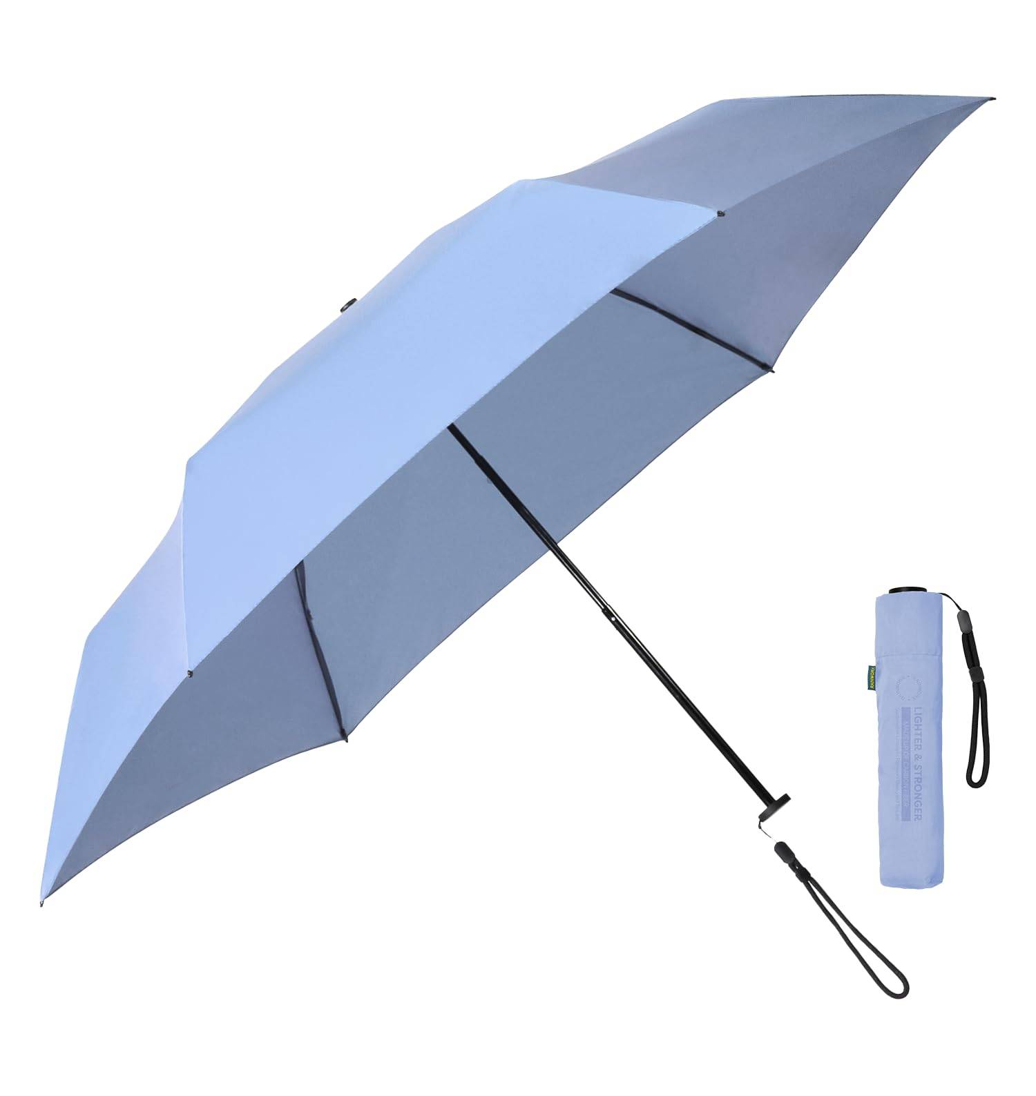 RAINWORX Lightweight Carbon Fiber Manual Folding Medium Umbrella, (Pale Blue)