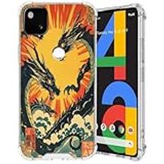 Xioolia Transparent fodral passar Google Pixel 8 8 Pro 7 7 Pro 7a 6 6a 6 Pro 5 4 4a 4XL 3a 4G/5G med Dragon-AC20 fyra hörnskydd