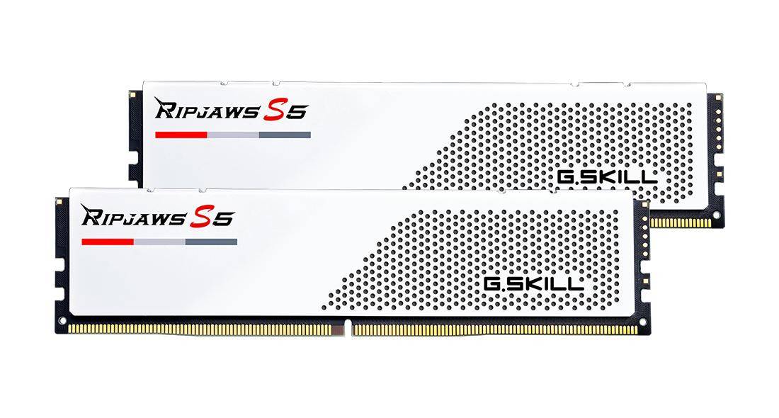 G.Skill Ripjaws S5 RAM Modul - 64GB, DDR5, 6000MHz, CL30, Dual-Kit, DIMM, Hvid - 2 stk.