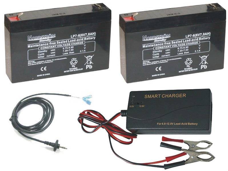 Batteri 2st 6volt-7,0Ah+Laddare+kabel.