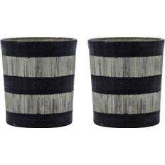 House Doctor Stripe Fyrfadsstage 2 stk. H9 cm, Sort/Råhvid