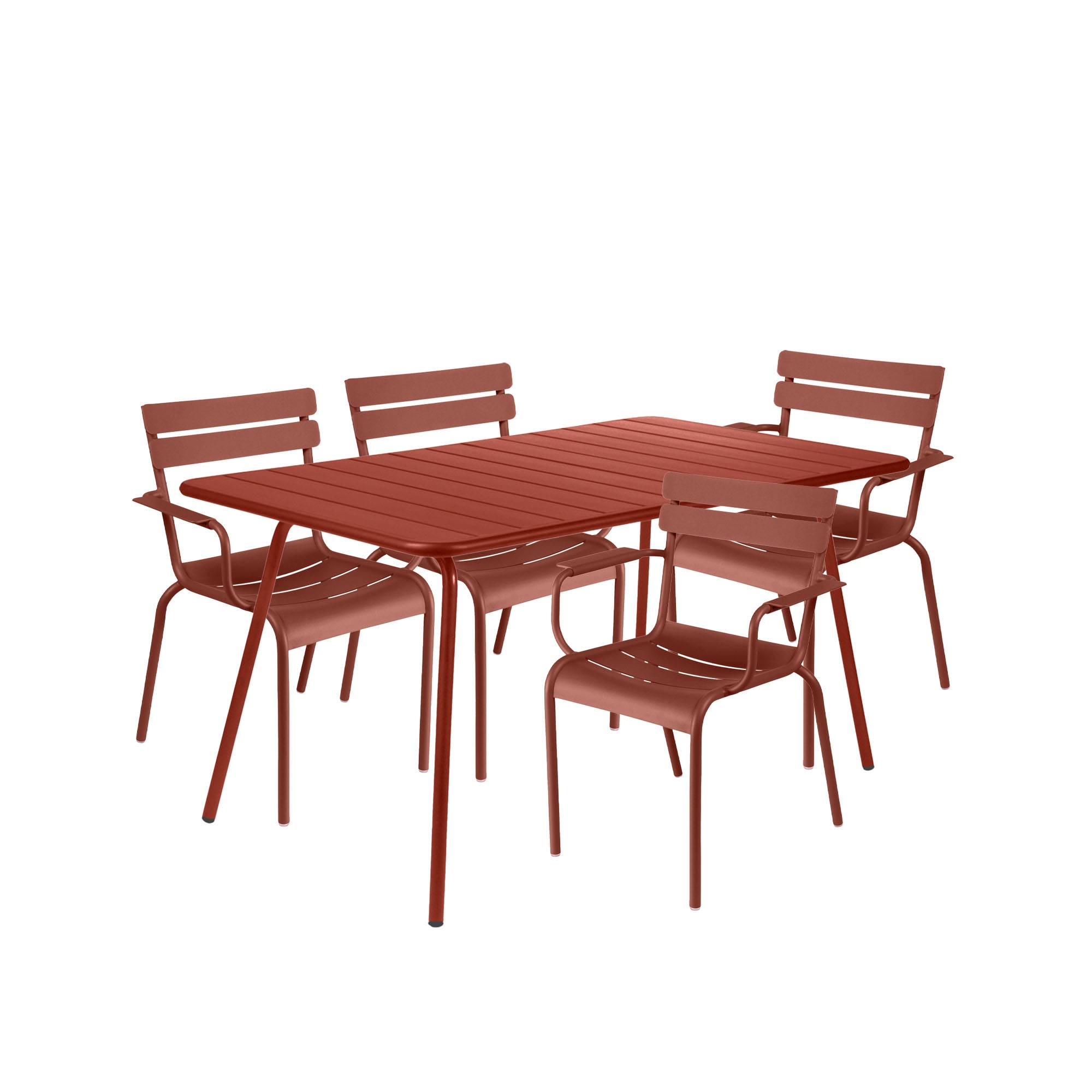Fermob - Luxembourg matgrupp bord & 4 karmstolar red ochre - Matgrupper utomhus