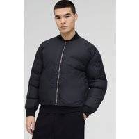 Mens Heavy Padded Puffer Bomber Jacket In Black