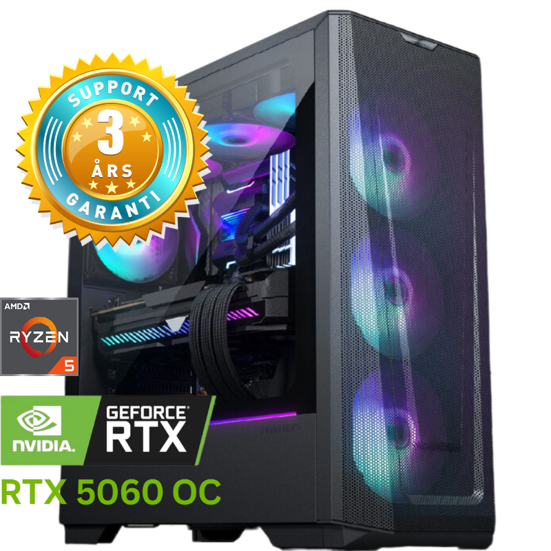 Gamer God Ares v2 - Ryzen 5 7600 - RTX 5060 OC - 16GB - 1TB SSD - Win 11 Home