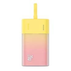 Baseus Powerbank 5200mAh 20W med indbygget Lightning-kabel - Gul/Pink