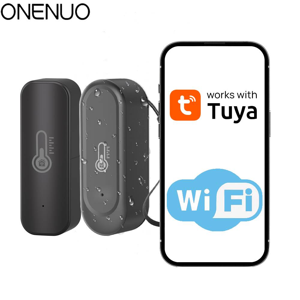 Tuya Smart WiFi Temperature & Humidity Sensor Indoor or IP65 Waterproof Outdoor Thermometer Works with Alexa & Google Home Voice