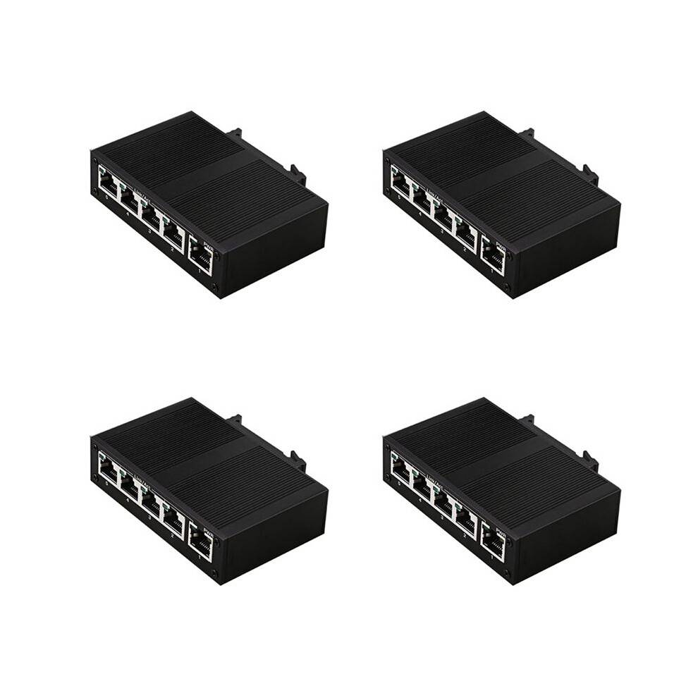 4X 5 Port 100Mbps Network Ethernet Industrial Grade Unmanaged Rail Type Industrial Network Splitter
