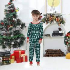 2st/set Tween Pojkar Snug Fit Jul Familj Matchande Pyjamas Set, Roligt Tomteträd & Snowflake Print Randig långärmad topp och byxor, Holiday Comfy Loun - Grön (6Y,7Y,8Y,10Y,4Y,5Y,14Y,12Y)