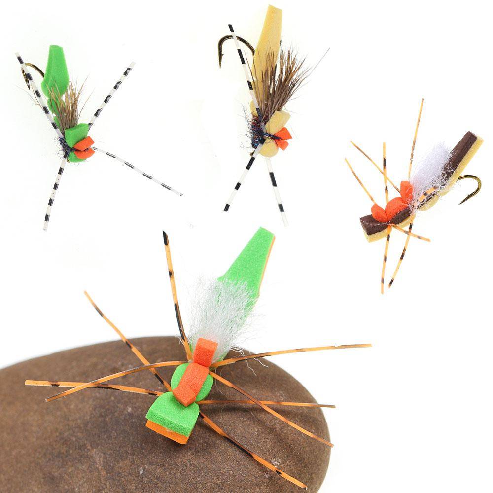 #8 Flytande Syntetfiber Hjorthår Gummiben Skum Gräshoppa Torrfluga Öringflugor Abborre Panfisk Fiskeagn Beten