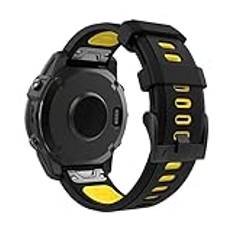 MoKo Watch Strap Compatible with Garmin Fenix 7/7 Pro/6/6 Pro/5/5 Plus/Forerunner 965/955/945/Instinct Solar/Instinct 2, Quick Fit 22mm Soft Silicone Replacement Band Sport Wristband, Black/Yellow