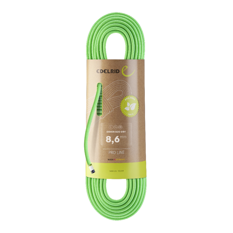Edelrid Siskin Eco Dry 8,6mm - Enkelrep Neon Green 60 m