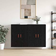 vidaXL Væghængte skabe 2 pcs Sort eg 69.5 x 34 x 90 cm Konstrueret træ