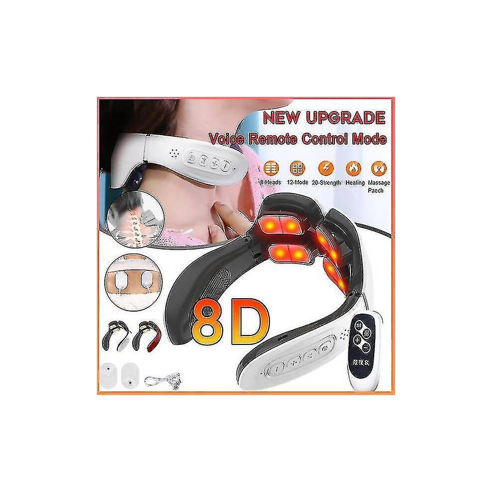 (White) 8d Electric Pulse Back And Neck Massager