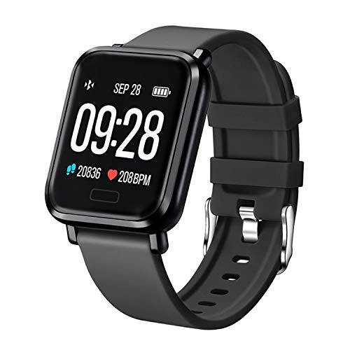 Smartklocka Tipmant fitnessmätare IP68 vattentät 1,3 tum HD-skärm smartklocka med pulsmätare fitnessmätare stegräknare stoppur fitnessklocka för män kvinnor barn för iPhone Android (svart)