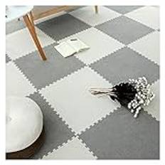 10pcs Thickened Plush Foam Interlocking Floor Mat 0.4" Thick Soft Square Tiles Beige Area Rug for Room Floor (Beige+light Gray)