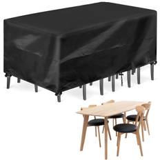 TEMU Waterproof Black Patio Furniture Cover Set - Polyester, Weatherproof Protection For Outdoor Table And Couch Sectional, Deck, Lawn, Backyard - 72.8"x35.4"x29