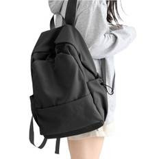 HYC00 Ryggsäck skola dam vardagsresor ryggsäck för flickor pojkar skolryggsäck kvinnor lätt bokväska skolväska gymnasieväska dagsryggsäck för college 14 tums laptop ryggsäck vattentät,Svart