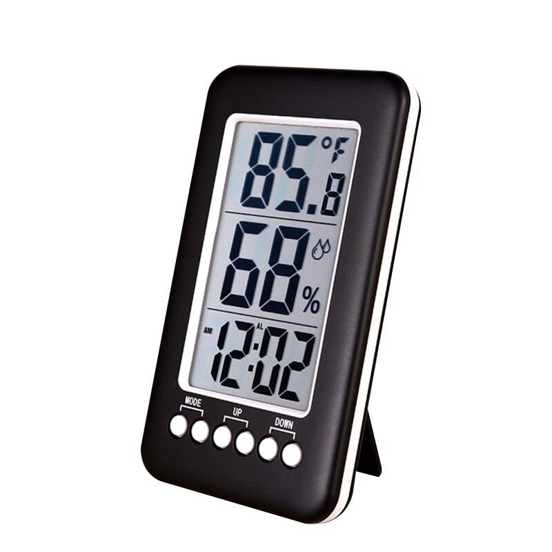 Hushålls lcd digital temperaturfuktighetsmätare inomhus hygrometer termometer väderstation med klocka
