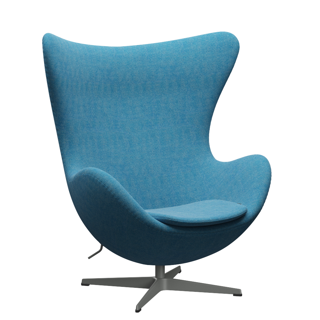 3316 Ægget loungestol, stel i silver grey af Arne Jacobsen Hallingdal - 840 White/Turquise - Jacobsen Plus