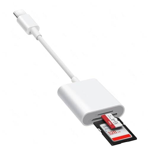 USB C SD-kortläsare, minneskortläsaradapter med 2 fack, SD-kort och TF/Micro SD-kortplats, typ C-kortläsare för iPhone 15 16/iPad/MacBook/Mac och mer