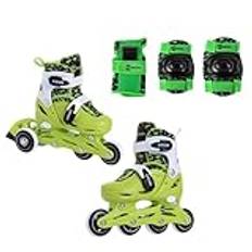 Madivo Dino set 2-i-1 inline/triskates justerbar | ABEC-5 rullskridskor | Inline-skridskor kan omvandlas till rullskridskor | grön/svart | Storlekar: 26-29, 30-33 (M (34–37) – set med skon)