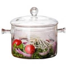 1300ml värmebeständigt glas soppkruka stockpot transparent soppkokare koka vatten snabbnudlar grötkokare stock pot med