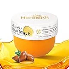 Herbishh Argan oil Hair Mask, Deep Conditioning Moisturizer for Dry & Damaged Hair, Hydrating Repair Treatment, With Coconut & Avocado oil for Curly, Frizzy and Color Treated Hair 10.1 fl.oz