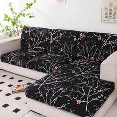 1pc Printed Stretch Sofa Seat Cushion Cover, L-Shaped Combination Sofa Cover, Separate Sofa Pillow Cover, Furniture Protector Cover, Stretch Sofa Pad - Black - Single Seat,2 Seater,3 Seater,4 Seater,Sofa Back Covers,L-shaped