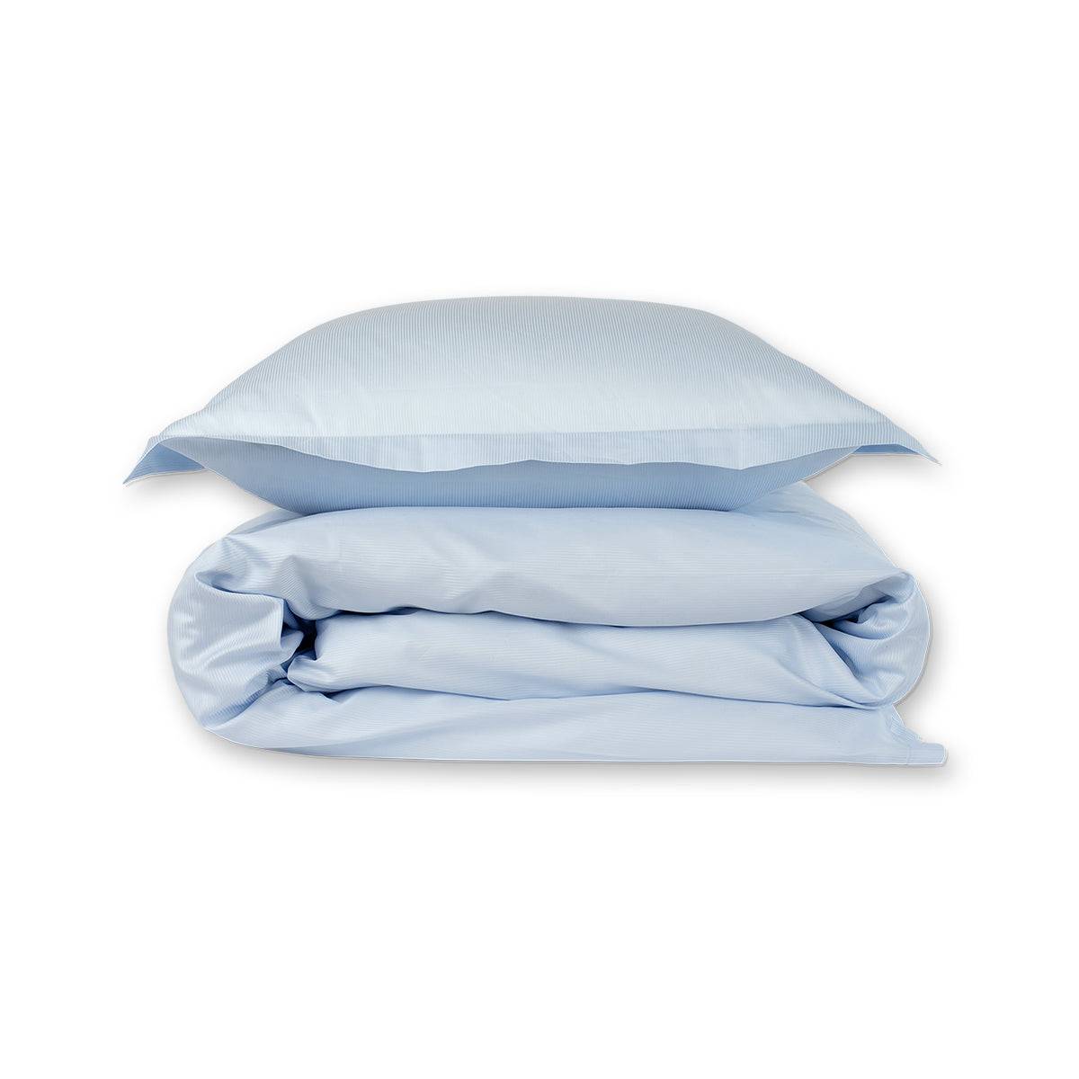Cotton Sateen Light Blue Fine Striped - Duvet Cover - 140x220 cm