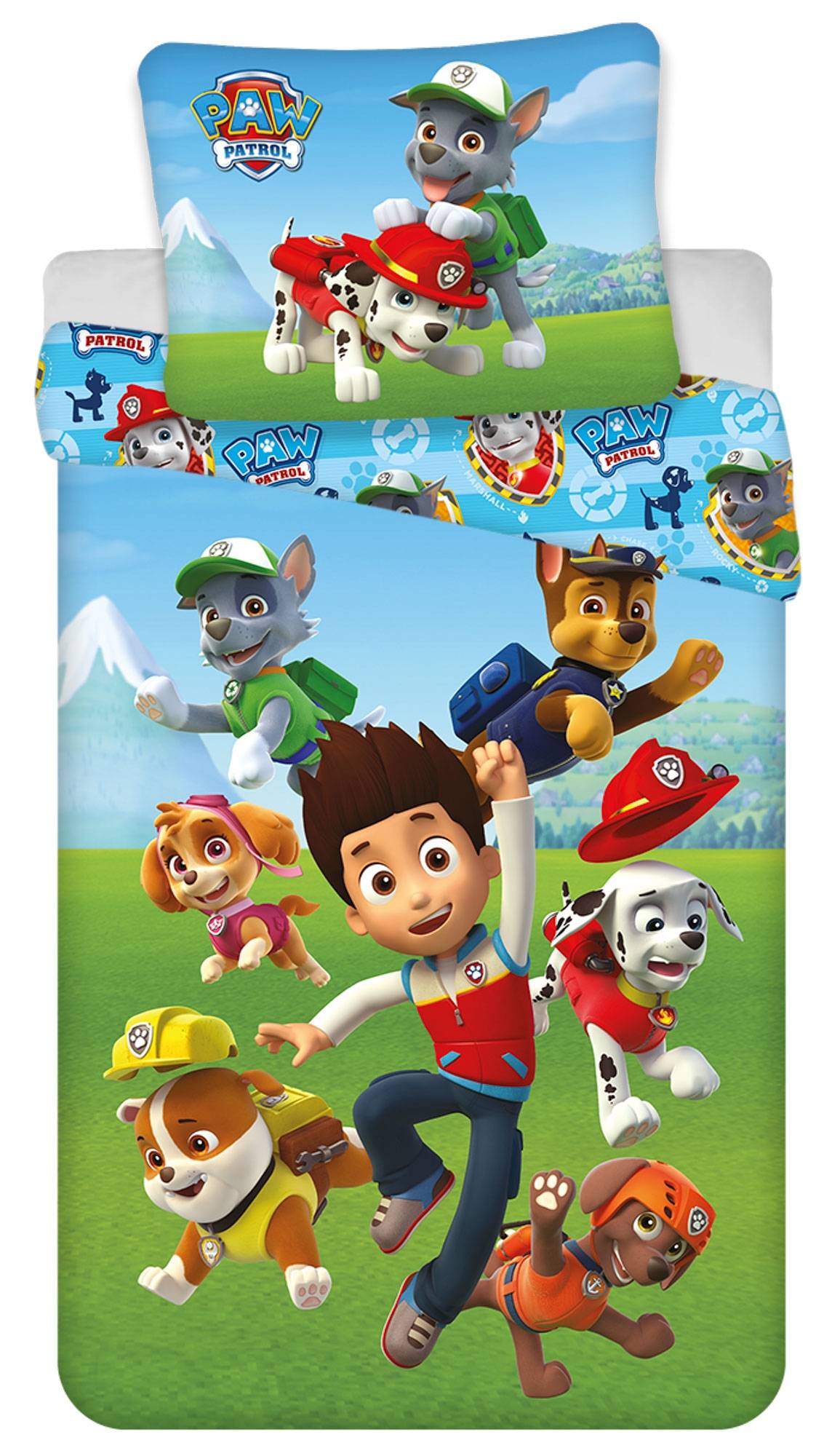 Paw Patrol sängkläder - 100% bomull - Barnsängkläder 140x200 cm - Ryder och alla valpkompisarna - Multi (140x200 cm)