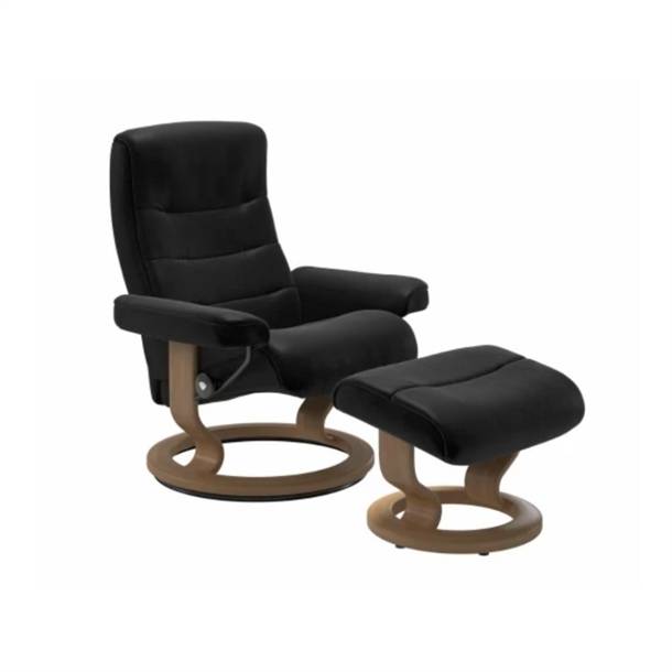 Stressless Nordic Lænestol inkl. skammel / Classic stel / Sort Batik læder