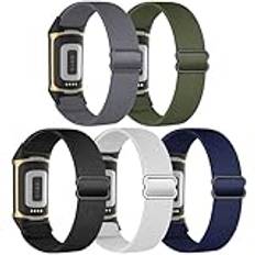 EverAct 5-pack elastiska remmar kompatibla med Fitbit Charge 6 rem/Fitbit Charge 5-rem, justerbar nylonögla flätad ersättning sportarmband för laddning 6 aktivitetsmätare kvinnor män, Nylon