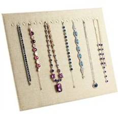 Svart/grå/säckväv/rosa halsband hängande display stativ dam smycken arrangör hållare förvaringsfodral armband display rack - Gul