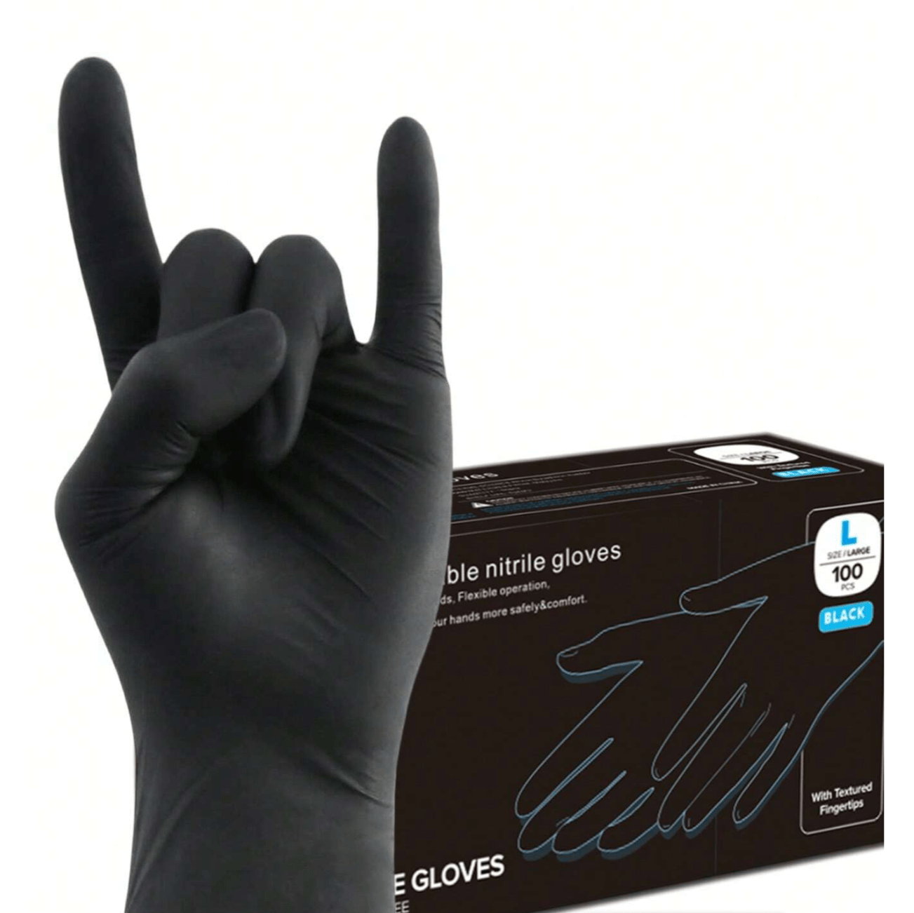 Nitrilhandskar svarta 100-pack – För bilmek & underhåll, L