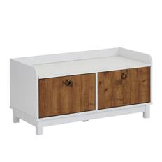 Skobänk Bonnyville 92x45 cm - Vit/Natur Hallförvaring Vit,Brun