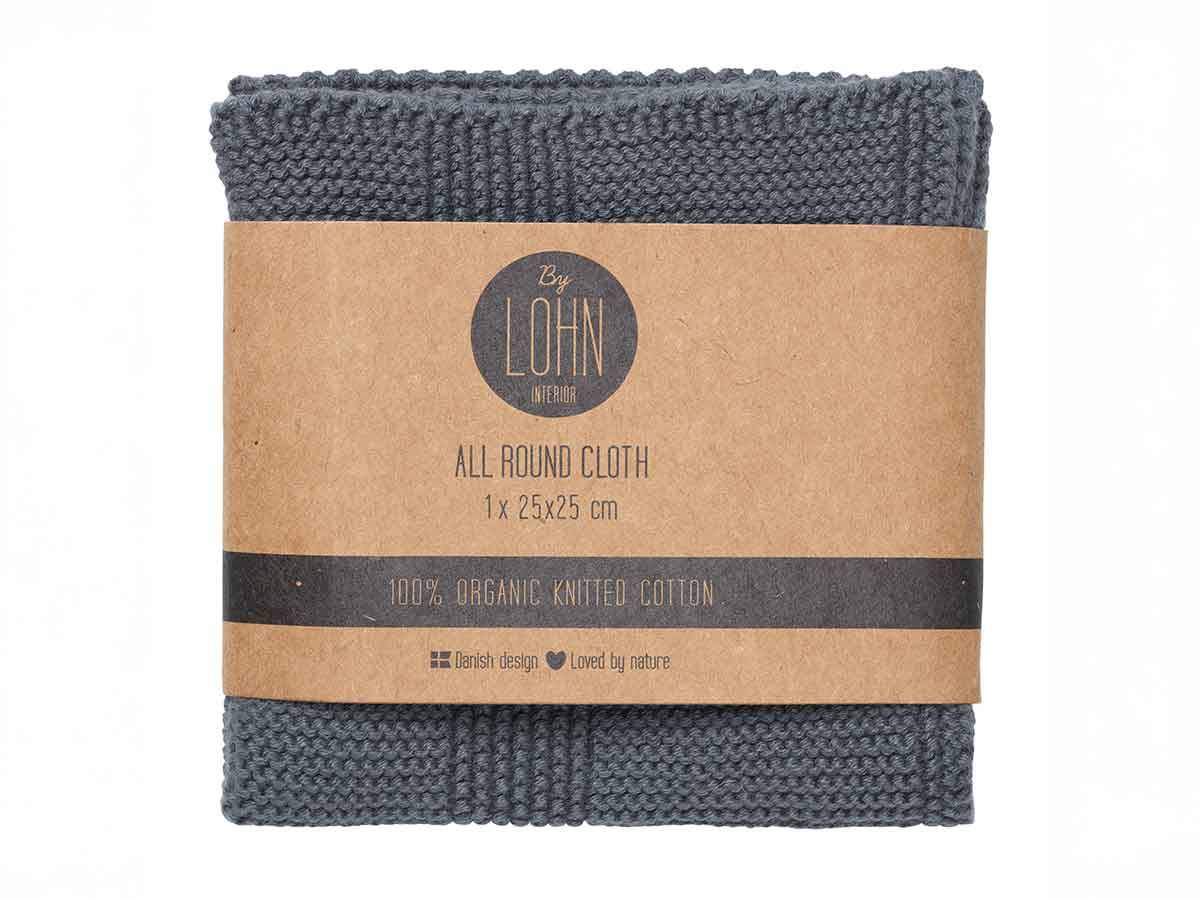 Strikket All Round klud - dark grey - 25x25 cm - By LOHN