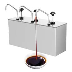 JAYEUW rostfritt stål såsdispenser pump såsdispenser doseringsdispenser för ketchup, salladsdressing, sojasås, vinäger 4L (3-huvud)