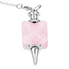 -Unika 1 st   Natural Rose Pink Quartz Dowsing Pendel Pendel Andliga Smycken