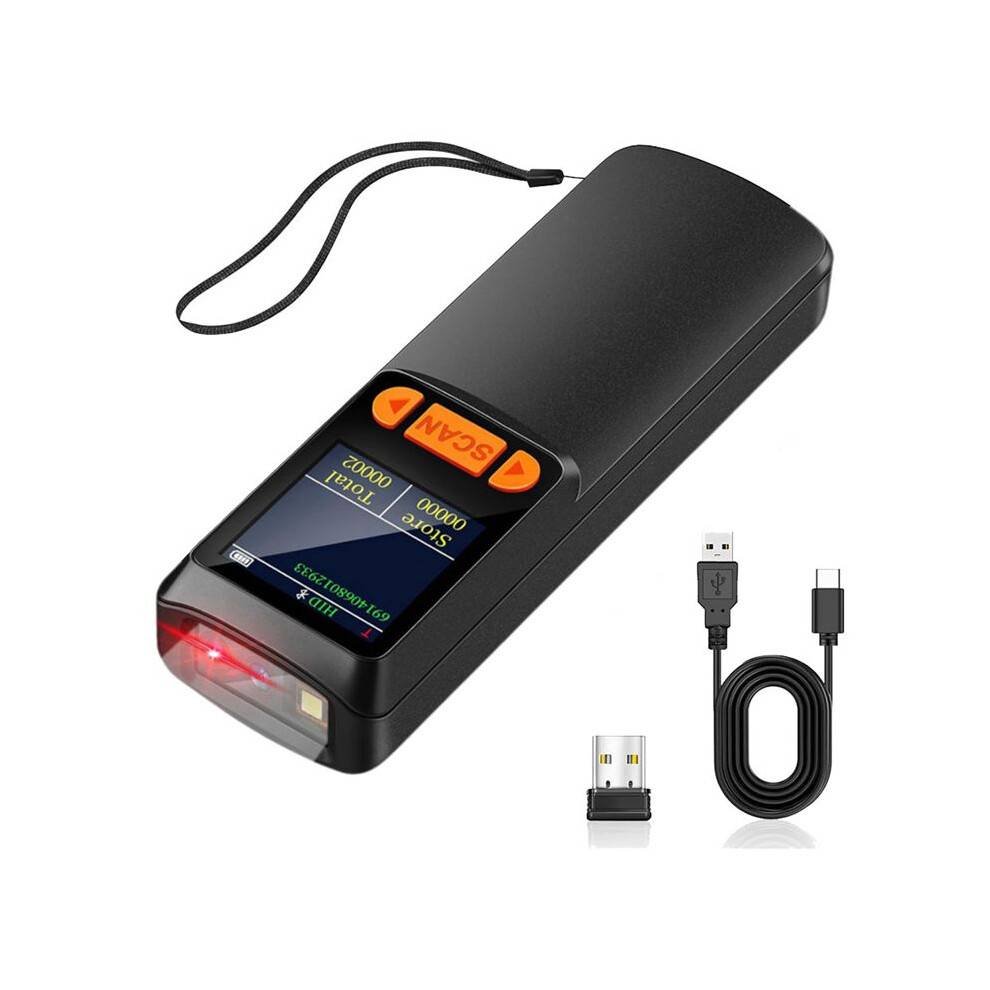 Portable Barcode Scanner, Wireless 2D QR 1D Bar Code Scanner with LCD Display for Phone, Computer & POS