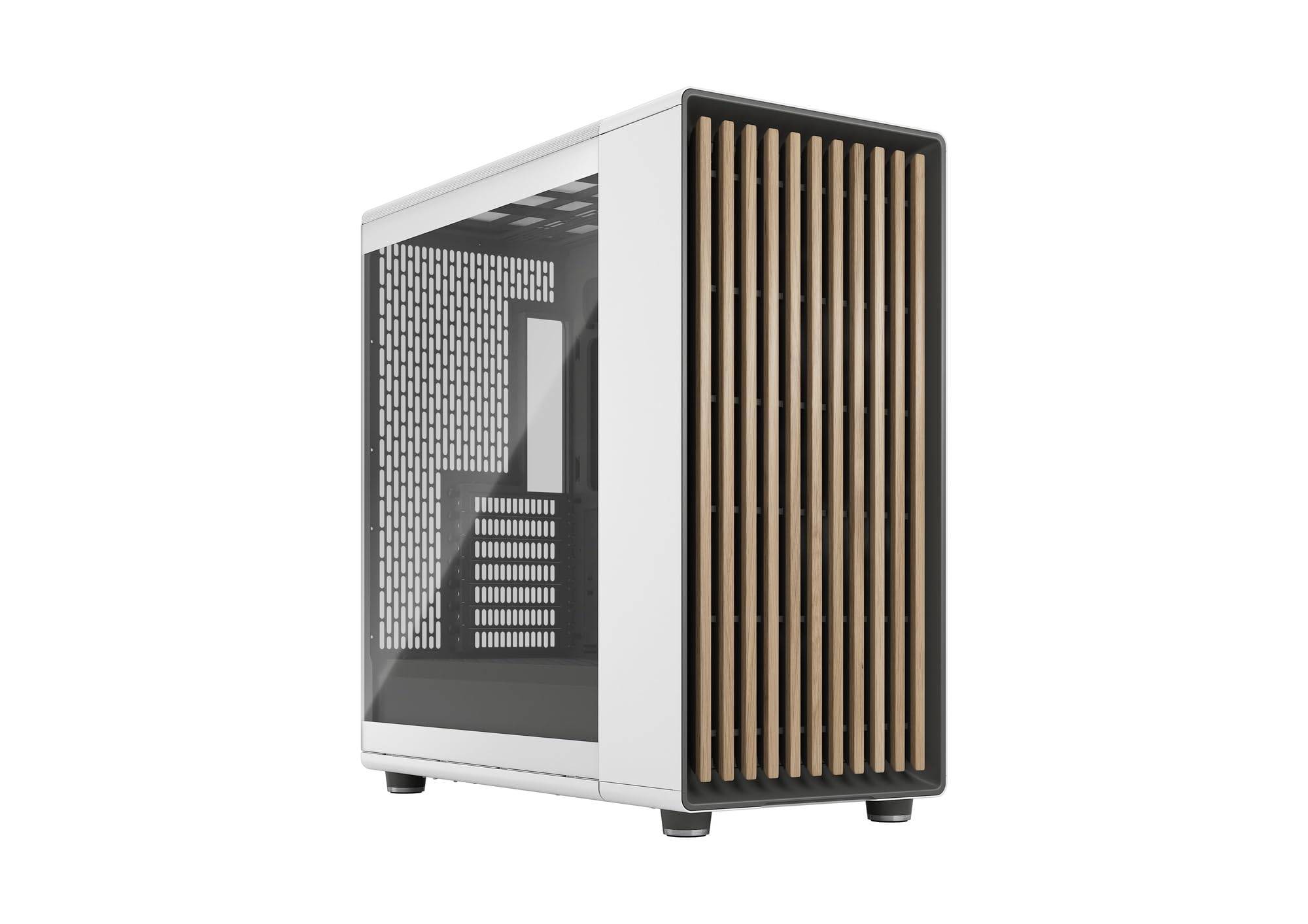 Fractal Design North XL Chalk White TG Clear Oak Wood Tempered Glass Panel Motherboard Compatible Full Tower Stylish PC Case CS8752 + E-ATX vit