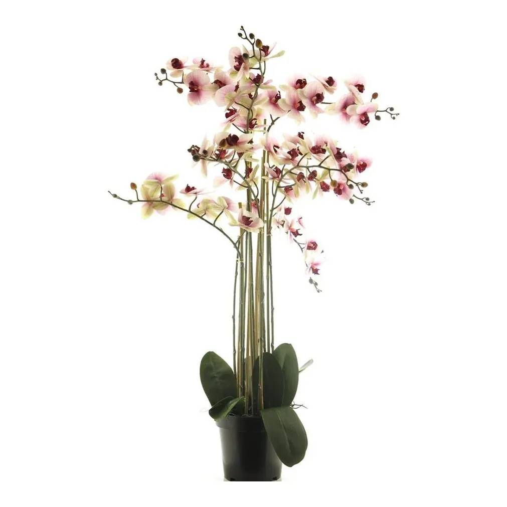 Orkidé i potte, x8, 110cm, lyserød, kunstig blomst.