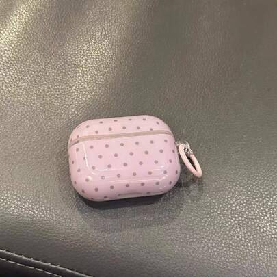 Rosa öronsnäckset med prickig minimalistisk design + hängring, kompatibelt med Apple AirPodsPro2/AirPodsPro/AirPods4/AirPods3/AirPods2 (Apple AirPods 1/2,Apple AirPods Pro,Apple AirPods 3,Apple AirPods Pro 2,Apple AirPods 4,AirPods Pro3)