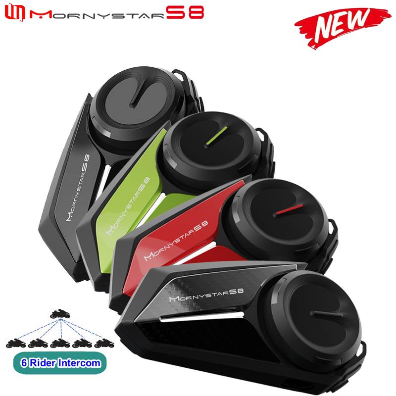 Mornystar S8 Intercom Bluetooth For Motorcycle Helmet Headset FM Music Sharing Helmet Communicator Up to 6 Rider