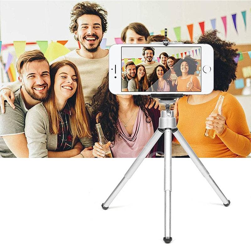 Bärbart flexibelt stativställ mobiltelefon utdragbart monopod selfiestabilisatorställ för minikamera med telefonklämmahållare - 30cm st står svart