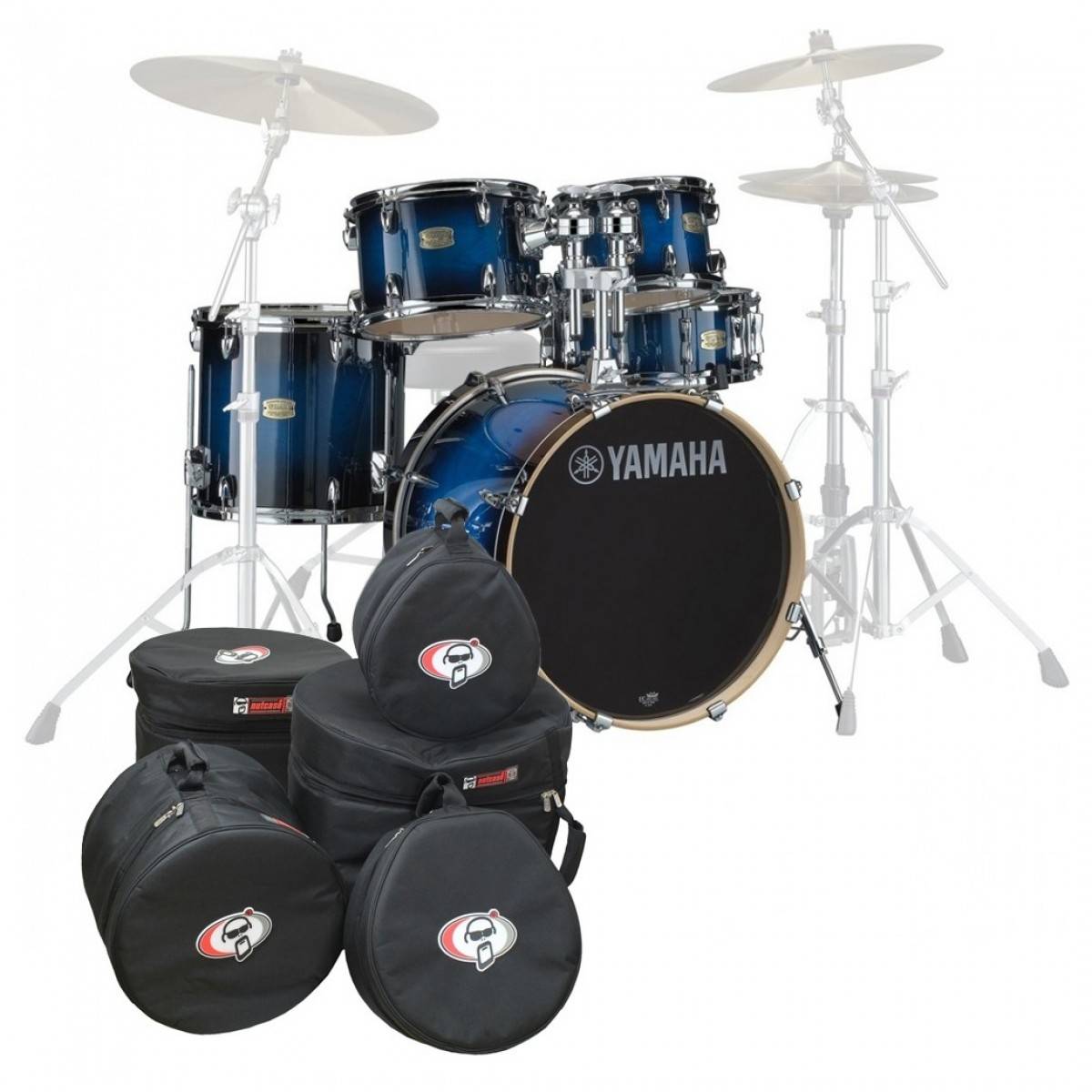 Yamaha Stage Custom Birch 22-tums 5-bit Skalpaket med Väskor Blue Sunburst
