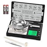 GRAM PRES Digital milligramvåg, hög precision, 50 g/0,001 g, minifickvåg, magnesiumvåg för pulver, smycken, medicin, påfyllning, med kalkvikt, pincett
