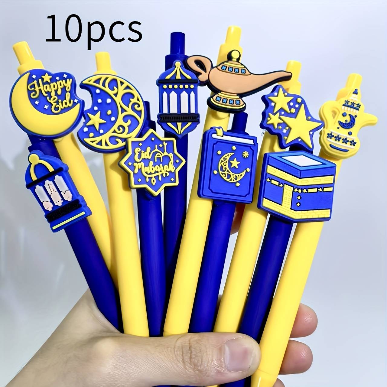 10pcs Creative Ramadan Theme Ballpoint Pens, Black Ink Quick-dry Pens, Student Writing Gift Pens