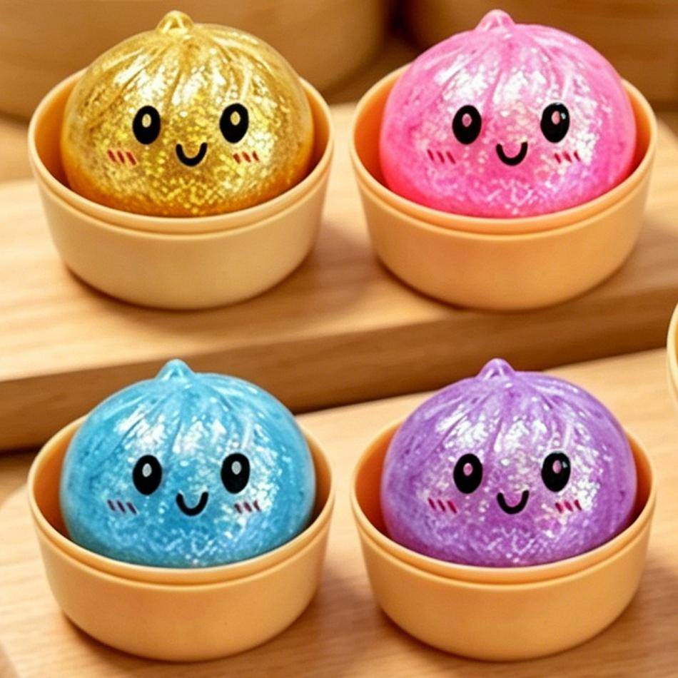 Glitterdumpling Squishy Ultarar Guldglitter Dold Utgåva Dumplings Sensorisk Ångkokare Mjuk Tpr Degboll För Stresslindring
