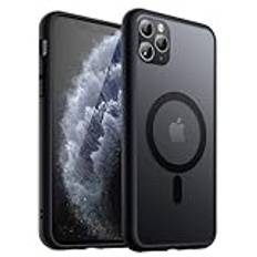 JETech Magnetisk Skal för iPhone 11 Pro Max 6,5 Tums Kompatibelt med MagSafe, Genomlysande Matte Tillbaka Smal Stötsäker Case (Svart)